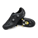 Feyenold Męskie buty rowerowe, damskie, buty rowerowe, kompatybilne z pedałami SPD-SL i kompatybilna instalacja, SPD/Look KEO Cleats buty jeździeckie, czarny, 44 EU