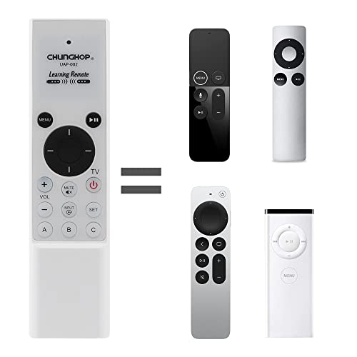 CHUNGHOP New Infrared Learning Remote Control for Apple 2/3 TV Box A1294 A1156, for Apple 2021 TV4 4K, for Apple 4th TV HD, MC377LL/A A1962 A1842/MQD22/MP7P2 A1469 A1427/MD199 A1378/MC572 MM4T2AM/A