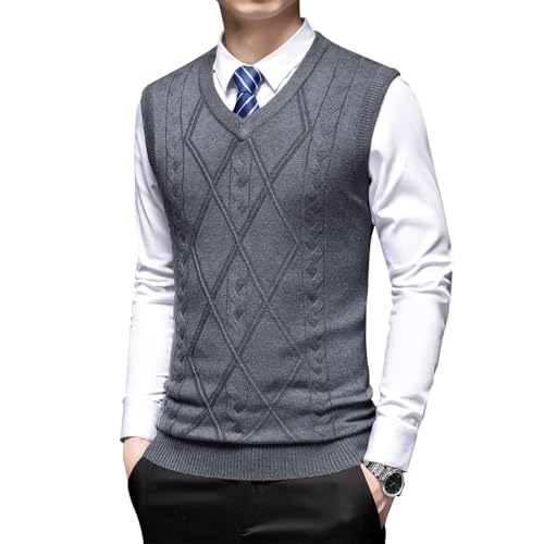 [Suwangi] ベスト メンズ Vネック ニットベスト ビジネス ウール混 セーターベスト ケーブル編み 紳士服 防寒 家庭洗濯OK（Amazon）