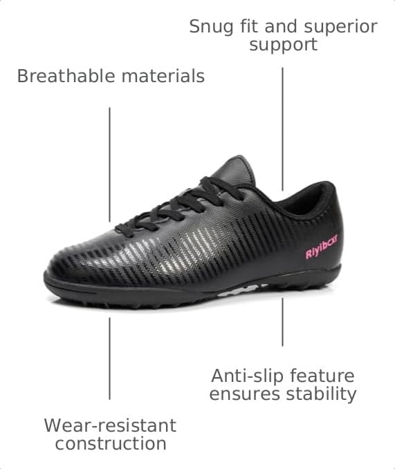 Image of Women Soccer Cleats Lace-Up Turf Football Shoes Indoor Outdoor Low-Top Fustal Soccer Training