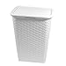 Multistore 2002 Wäschekorb Wäschebox Wäschetruhe in Flechtoptik 65 Liter 44x33x61cm Farbe Weiss