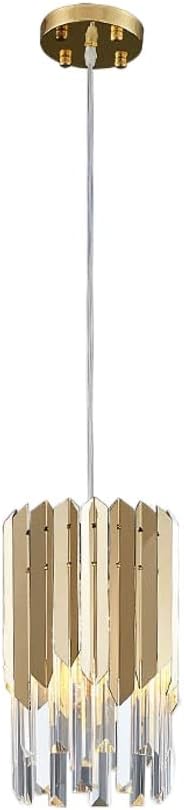 STUFY Modern Crystal Pendant Light Fixtures for Kitchen Island Luxury Gold Hanging Light Lighting for Dining Room Bedroom Kitchen Island Living Room Ceiling Chandelier, 1-Light