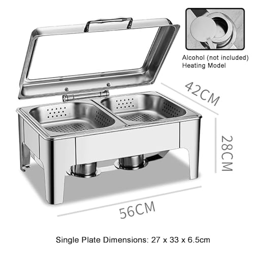 Set di scaldavivande in acciaio inox per servire, vassoi per buffet per eventi e ristoranti, ideali per condimenti e esposizione di cibo