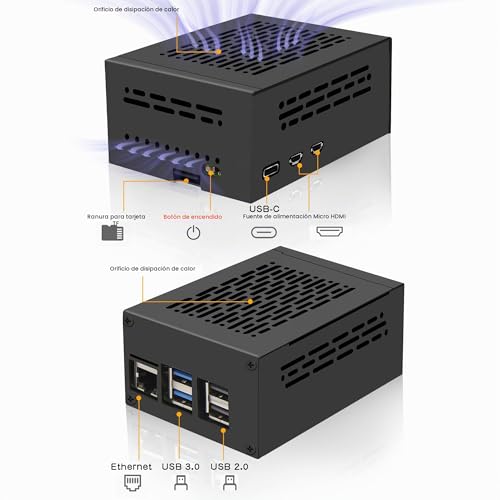 Raspberry Pi 5 metal case con fuente 5.1V 5A y soporte para PCIe NVMe 4