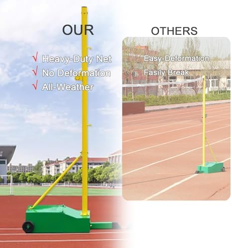 Volleyball/Badminton Poles with Net for Adult & Youth, Volleyball/Badminton Stand with Stable Base, Indoor & Outdoor Use,Blue-withnet