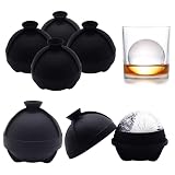 Helpcook Round Ice Cube Mold Set of 6 - Silicone Ice Ball Maker Mold with Built-in Funnel - Whiskey