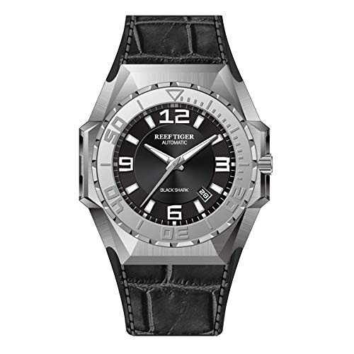 REEF TIGER Herren Uhr analog Automatik mit Leder Armband RGA6903 (RGA6903-YBB)