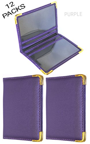 Preisvergleich Produktbild Reise-Kartenetui, aus Leder, mit Kartenfächern, Violett, 12 Stück
