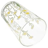 Genérico Taza de Vidrio Transparente, Vaso Retro Diseño de Margarita, Base Plana, para Café, Té y Uso Diario en Hogar