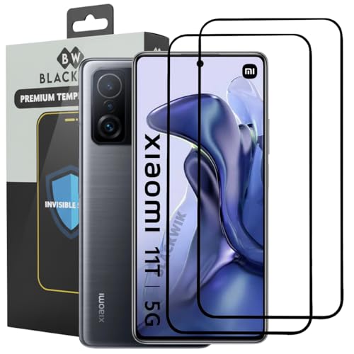 Image of Blackwik Tempered Glass Screen Protector for Xiaomi 11T Pro /Xiaomi 11T / Xiaomi 11i / Xiaomi 11i Hypercharge with Edge-To-Edge Protector Coverage | Easy Installation Kit (Black) (Pack Of 2)