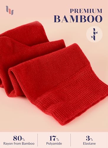 Image of Hugh Ugoli Women's Rayon Derived from Bamboo Knee High Socks Comfort Seam Long Dress Socks, Shoe Size 5-8 /8-11, 4 Pairs