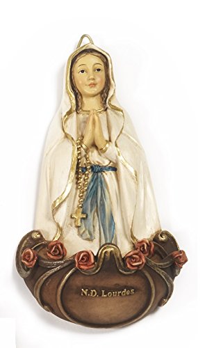 Acquasantiera Maria Madonna di Lourdes in resina cm. 13,5 d'appendere by Paben
