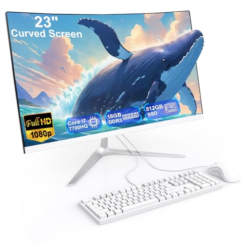 MECHAZER white curved all in one computer with 23.8 inch display