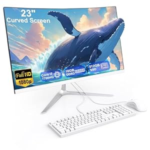 SUKOTOP 23,8 Zoll All-in-One-Computer mit gebogenem Bildschirm Core i7 7700HQ (bis zu 3,8 GHz) 16 GB RAM 512 GB SSD Dual Band WiFi Bluetooth 5.0 komplett mit Tastatur und Maus kabelgebunden
