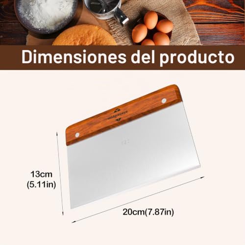 Miniatura 2 de Midgreyeye Acero Inoxidable 420 Cortador De Masa Grande Con Mango Rasqueta Cocina, Dough Scraper, Espátula De Masa, Rasqueta Panadero, Para Tartas, Pizza, Cortador Masa 20 X 13 Cm