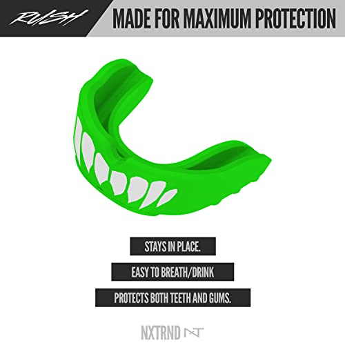 2 Pack Nxtrnd Rush Mouth Guard Sports, Professional Mouthguards For Boxing, Jiu Jitsu, Mma, Wrestling, Football, Lacrosse, And All Sports, Fits Adults, Youth, And Kids 11+ (Green) #TOP1
