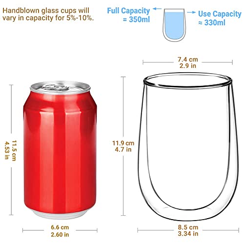 glastal 350ml Doppelwandige Latte Macchiato Gläser Kaffeegläser 2er Set – Ansicht 2