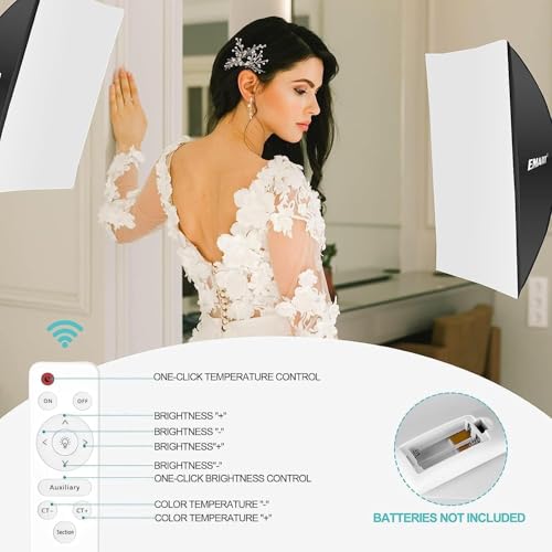 EMART Softbox Set 50 x 70cm, Softbox Beleuchtung Kit 85W 3000-6000K Dimmbare LED für Video, Fotografie, Studio Porträts
