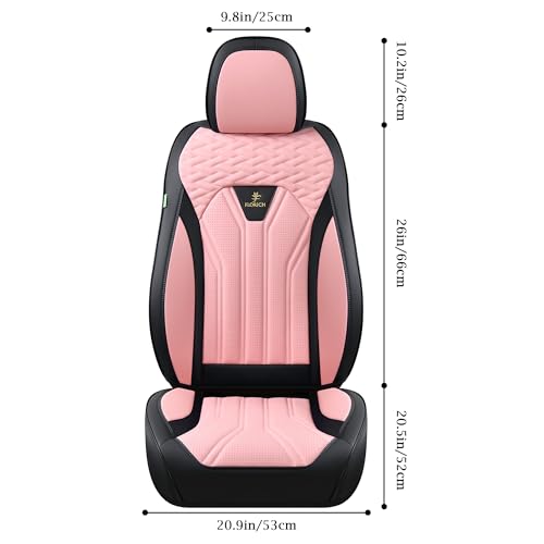 Image of FLORICH Automotive Front Seat Covers for Cars, Waterproof Pink & Black Seat Covers, Leather Car Seat Covers 2 Pack, Universal Seat Protector for Most Cars Trucks SUV