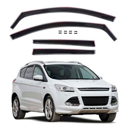 Deflettori Aria Antiturbo Per Ford Kuga 2008-2012 – Set Da 2 Anteriori In Acrilico Grigio Fumé, Antivento E Antipioggia, Montaggio A Incastro