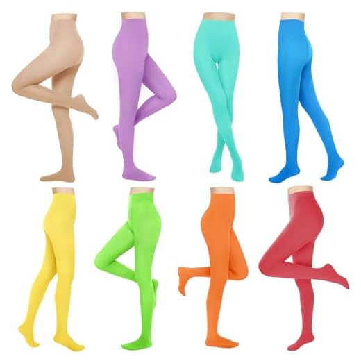 Jeere 8 Pairs Solid Color Opaque Tights Set 8 Colorful Women's 80 Denier High Waist Footed Colored Pantyhose Legging Stocking(Morandi Color,Classic)