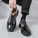 Fashion Oxford Shoes for Men's Patent Leather Print Chunky Platform Formal Derby Shoes Lace Up Comfortable Block Heel Lug Sole Non Slip Dress Business Oxfords (Black,8)
