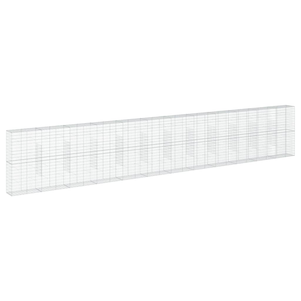 Kosz z kamienia ocynkowany do użytku na zewnątrz jako gabion z pokrywą, 1200 x 50 x 200 cm, montaż bez użycia narzędzi, kosz metalowy do ochrony prywatności i ściany podtrzymującej