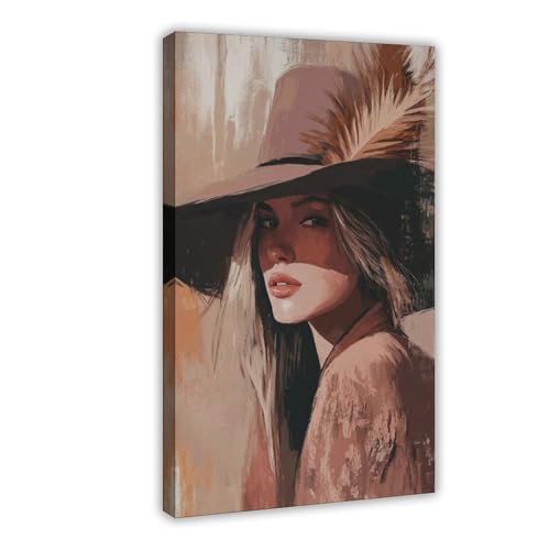 Poster rétro sur toile style bohème cowgirl occidental 20x30