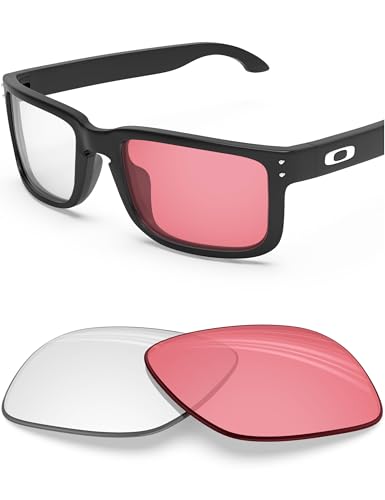 Image of BLAZERBUCK Anti-salt Replacement Lenses for Oakley Holbrook XL OO9417, Anti-Scratch, Impact Resistant & Perfectly Fit - Clear to Pink Photochromic