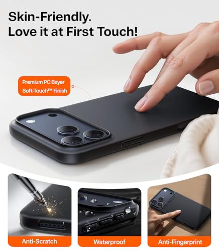 Image of TORRAS Slim Fit for iPhone 17 Pro Case Thin 6.3 inch Velvety Matte Black