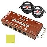 Radial Engineering Exo-Pod Broadcast Splitter Bundle w/2-Pack Pig Hog PHM10 8mm XLR Microphone Cable and Liquid Audio Polishing Cloth