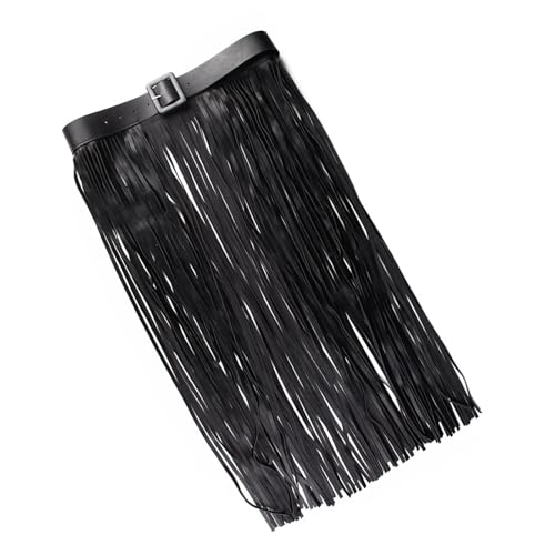 Yuppie Fringe Waistband for Women Elegant Hip Scarf Belt Black