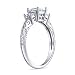 Imagen de Bling Jewelry Anillo de compromiso de estilo vintage antiguo tradicional de 3CTW con milgrain claro de tres piedras princesa solitario AAA CZ para mujer en plata de ley