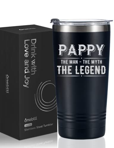 Pappy Gifts - Taza de viaje de café para abuelo, regalos de nietas y nietos para Navidad, cumpleaños, día del padre/jubilación, vaso de acero inoxidable con tapa, 20 onzas/590 ml - Pappy