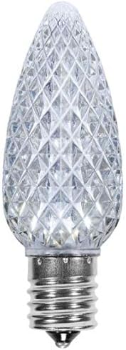 MIK SolutionsC9 LED Bulb (Pack of 25) Cool White Replacement Christmas Light Bulbs Faceted Retrofit Candle Shape Commercial Grade E17 Socket Roof Lights Bulbs