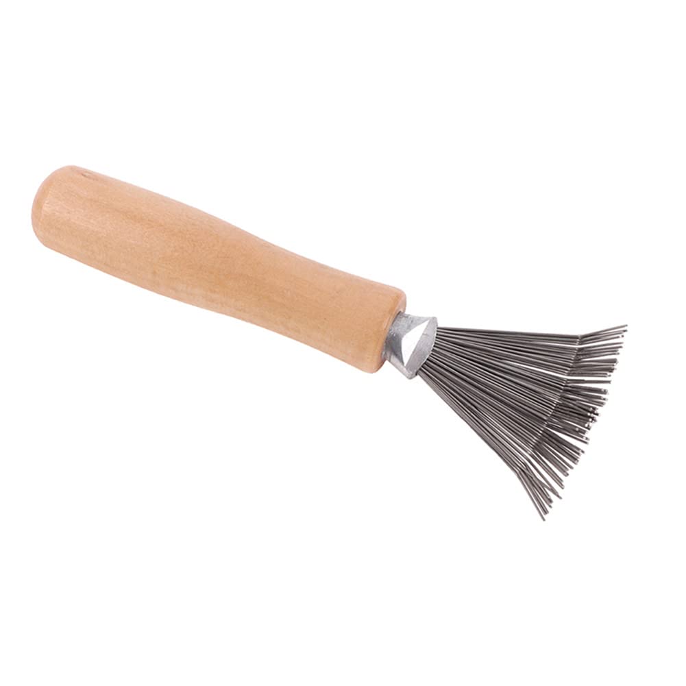 AKOAK 1 Pack Brush Cleaning Combs, Mini Air Bag Comb Hair Cleaner, Wire Rake Wooden Handle, Ideal for Home and Salon Use image 3
