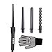 Ckeyin ® 4 in 1 Multifunction Interchangeable Hair Curler Kit Ceramic Tourmaline Spiral Hair Styling Tapered Curling Iron Wand Digital LCD Display Temperature Control