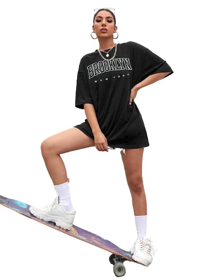 Image of REVEXO Women's Cotton Blend Half Sleeve Womens /Girls /Teenagers /Pragnet Womens Printed Loose Fit T-Shirt Round Neck /Oversized T-Shirts.