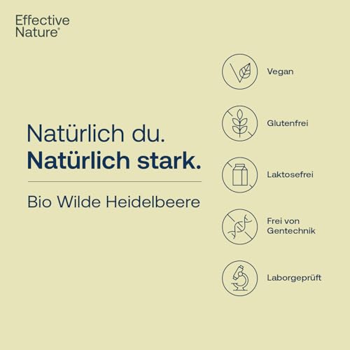 Wilde Heidelbeeren Bio Pulver - 200 g - Fruchtpulver in Rohkostqualität - Reich an Antioxidantien - Blaubeeren Pulver (Vaccinium myrtillus)