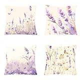  Lot de 4 coussins d\'extérieur 70 x 70 cm en velours imprimé double face - Violet nordique - Idéal pour le camping, le jardin, la terrasse, la voiture - Confort élégant
