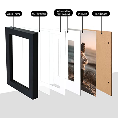 Kinlink 5X7 Picture Frames Black, Wood Frames With Acrylic Plexiglass For Pictures 4X6 With Mat Or 5X7 Without Mat,Tabletop And Wall Mounting Display,Set Of 4 #TOP2