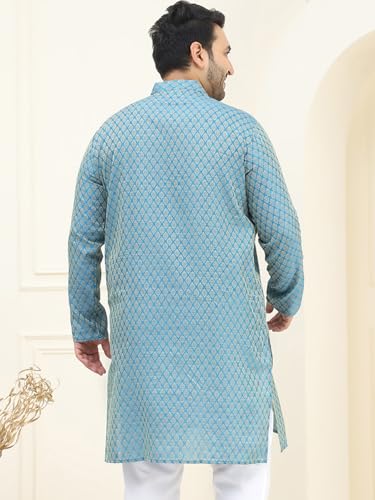 Image of SOJANYA Plus (Since 1958) Men's Cotton Linen Foil Printed Only Long Kurta