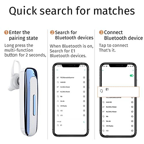 E1 Bluetooth-headset Nieuwe in-ear High Power Lange stand-bytijd Zakelijk Sport Single Ear Stereo Echt draadloos(wit… - Image 4