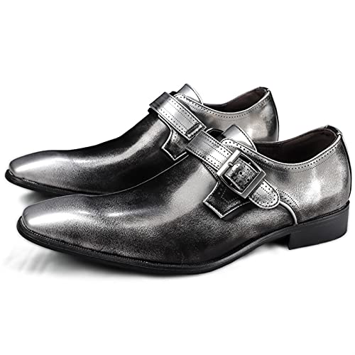 Dress Oxford Shoes for Men Slip On Monk Strap Squre Toe Vegan Leather Block Heel Anti-Slip Non Slip Rubber Sole Casual2