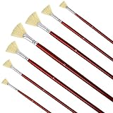 7Pcs Fan Brush for Painting Artist Fan Paint Brush Set of 7 Long Wood Handle Anti-Shedding Brush Tip