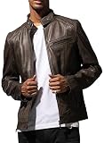 [Liugoo Leathers] [リューグーレザーズ] 本革 シングルライダースジャケット メンズ SRS07 Lサイズ アンティークブラウン