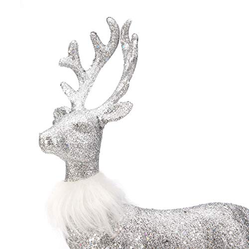 Arcci Reindeer Decorations Standing Christmas Figurines Deer, Silver Glitter Holiday Reindeer (Silver) #TOP5