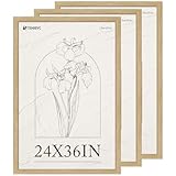 TENIBYC 24x36 Poster Frame 3 Pack - Light Oak, Natural Wood Grain Picture Frame, Suitable for Photos, Puzzles, Paintings & Maps, Wall Hanging