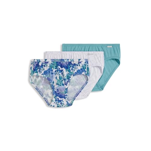 Image of Jockey Women's Underwear Plus Size Elance Bikini - 3 Pack, Cove /Rain Stripe /Luscious Blue Bloom, 8