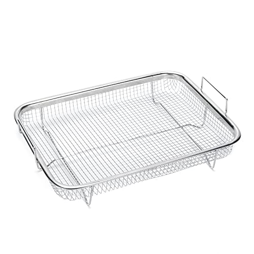 Air Fryer Basket For Oven, Stainless Steel Grill Basket, Non-Stick Mesh Basket Set, Air Fryer Tray Wire Rack Roasting Basket, 2 Piece Set #TOP6